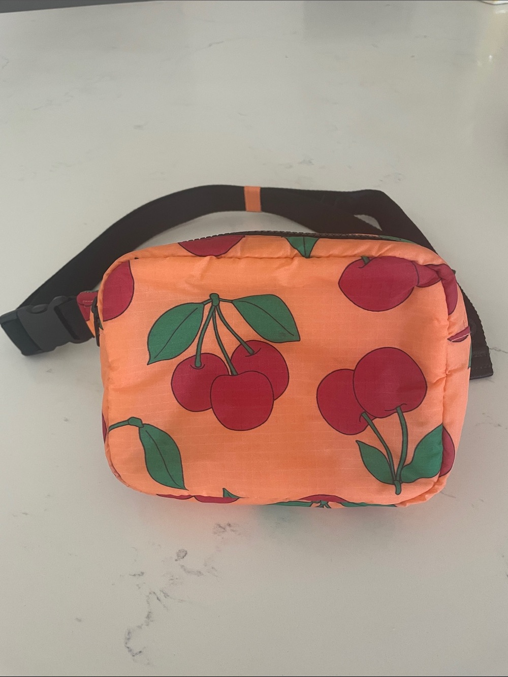 BAGGU Orange Cherry Print Crossbody Belt Bag